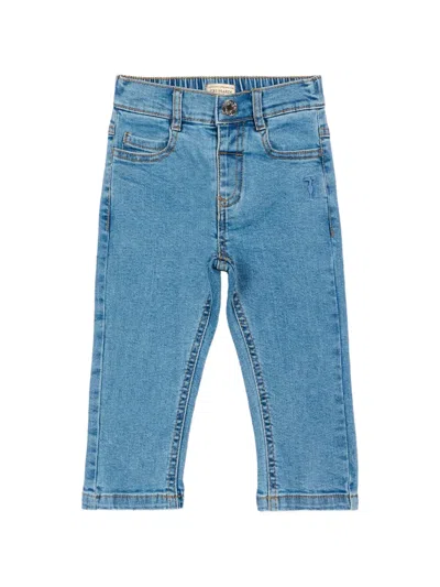 Trussardi Junior Babies' Logo-embroidered Elasticated-waist Jeans In Blue
