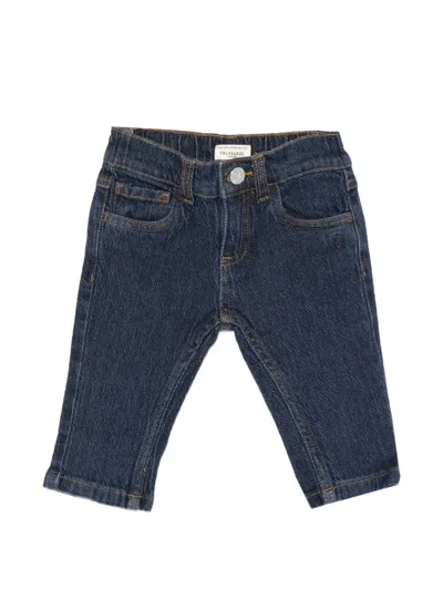 Trussardi Junior Babies' Logo-embroidered Five-pocket Jeans In Blue