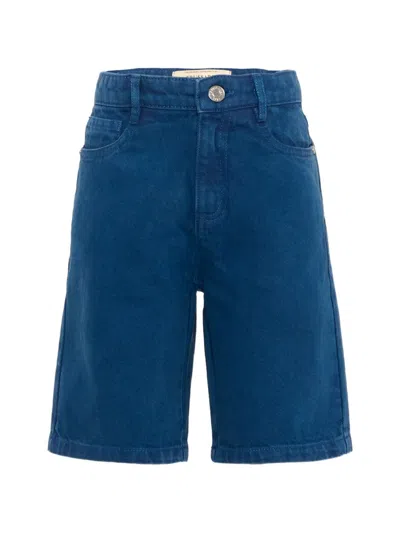 Trussardi Junior Kids' Logo-patch Cotton Shorts In Blue