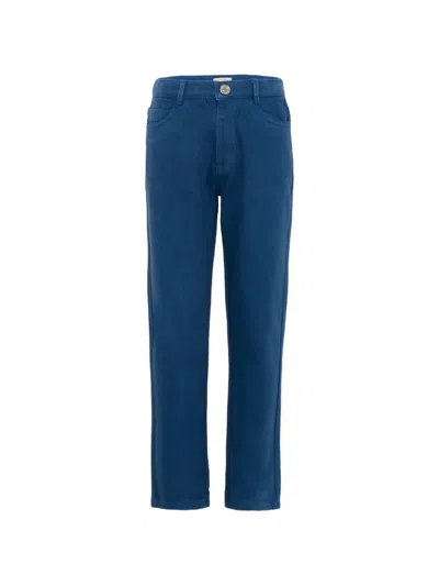 Trussardi Junior Kids' Logo-patch Cotton Trousers In Blue