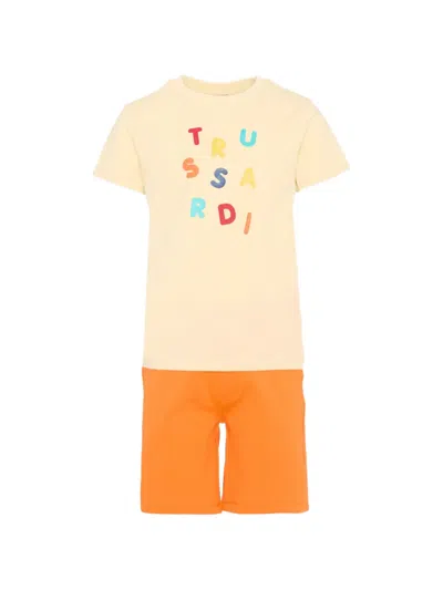 Trussardi Junior Kids' Logo-print Cotton T-shirt And Shorts Set In Orange