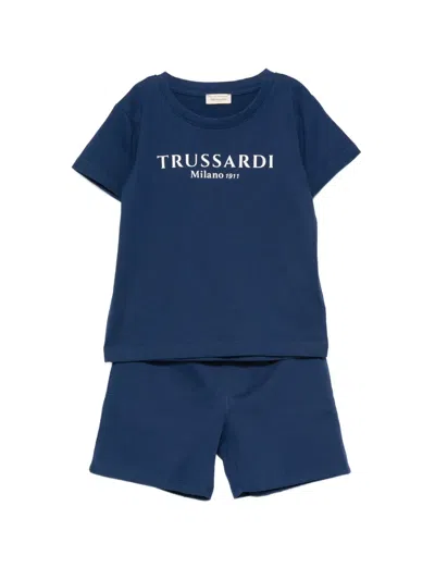 Trussardi Junior Kids' Logo-print Tracksuit In Blue