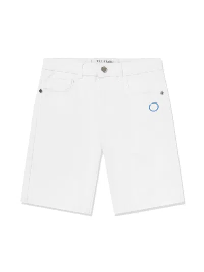 Trussardi Junior Kids' Mogurean Logo-embroidered Shorts In White