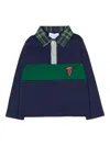Trussardi Junior Plaid Collar Long-sleeve Polo Shirt In Blue