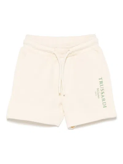 Trussardi Junior Babies' Rubberised-logo Shorts In Neutrals