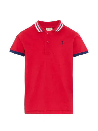 Trussardi Junior Short-sleeve Logo Polo Shirt In Red