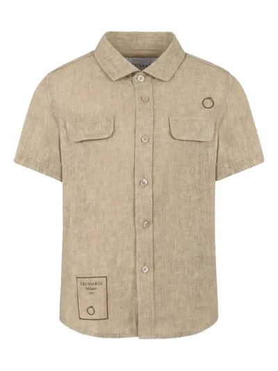 Trussardi Junior Kids' Short-sleeve Shirt In Neutrals