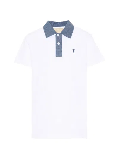 Trussardi Junior Kids' Short-sleeve Cotton Polo Shirt In White