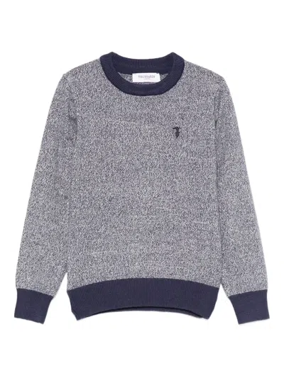 Trussardi Junior Kids' Speckle-detailed Crew-neck Sweater In Gray