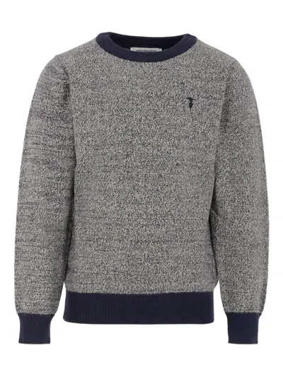 Trussardi Junior Kids' Speckled Crew-neck Sweater In Gray