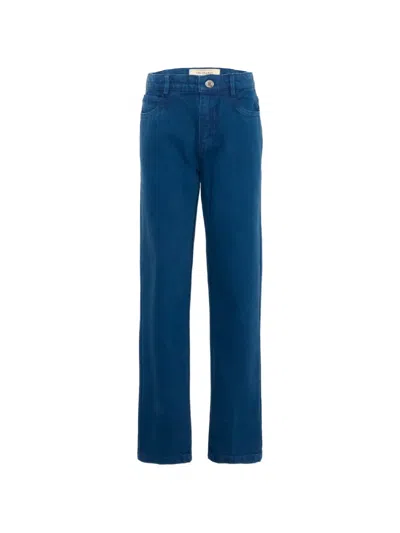 Trussardi Junior Kids' Straight-leg Cotton Trousers In Blue