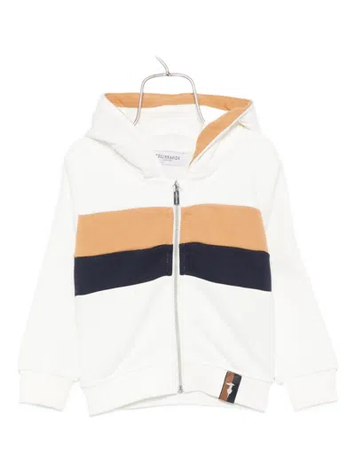 Trussardi Junior Babies' Stripe-panelled Zip-up Hoodie In White