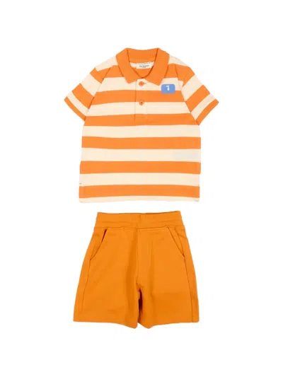 Trussardi Junior Stripe-pattern Babywear (set Of Two) In Orange