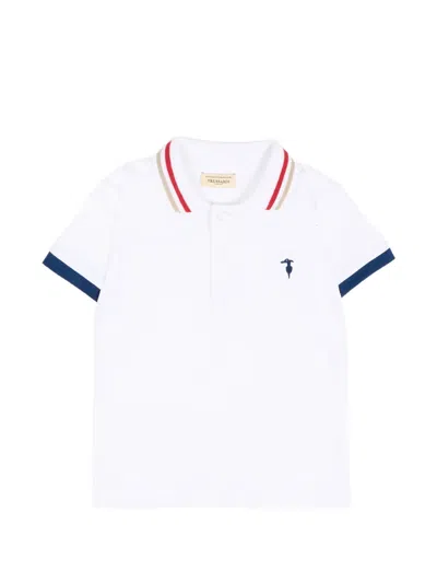Trussardi Junior Babies' Striped-collar Polo Shirt In White