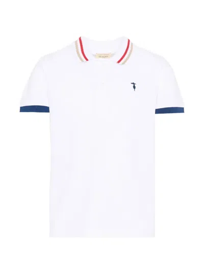 Trussardi Junior Striped Cotton Polo Shirt In White