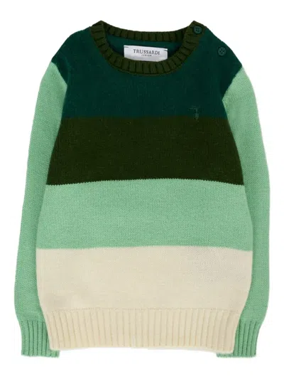 Trussardi Junior Babies' Striped Crew-neck Sweater In Multi