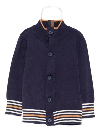 Trussardi Junior Babies' Striped-cuff Cardigan In Blue