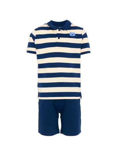 Trussardi Junior Striped Polo-shirt And Shorts Set In Blue