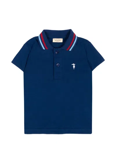 Trussardi Junior Babies' Striped-trim Polo Shirt In Blue