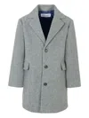 Trussardi Junior Three-button Twill Coat In Gray