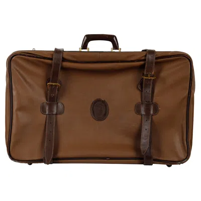 Pre-owned Trussardi Large Leather Luggage - '90s In Brown
