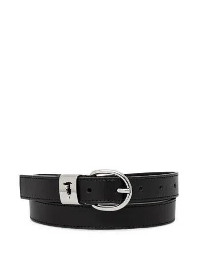 Trussardi Leather Buckle Belt In Black