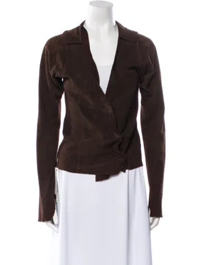 Pre-owned Trussardi Leather Jacket In Brown