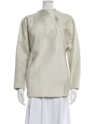 Pre-owned Trussardi Leather Jacket In Neutral
