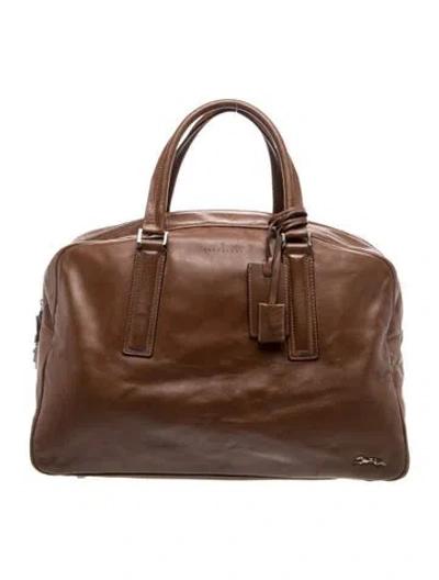 Pre-owned Trussardi Leather Weekender Bag In Brown