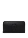 Trussardi Leather Zip-around Wallet In Black