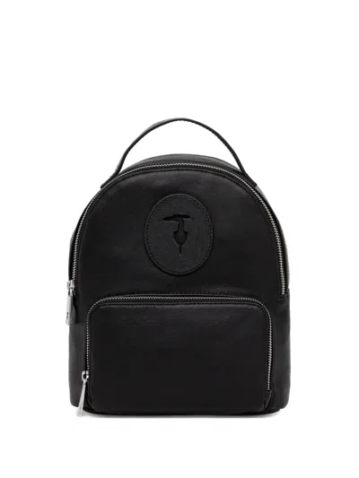 Trussardi Logo-appliqué Zip-around Backpack In Black