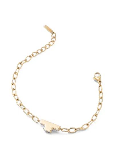 Trussardi Logo Crystal Bracelet In Gold