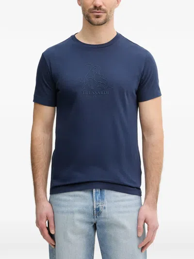 Trussardi Logo-embossed T-shirt In Blue