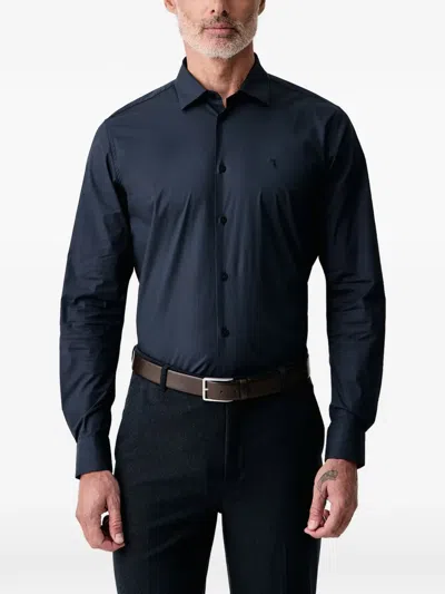 Trussardi Logo-embroidered Button-down Shirt In Blue