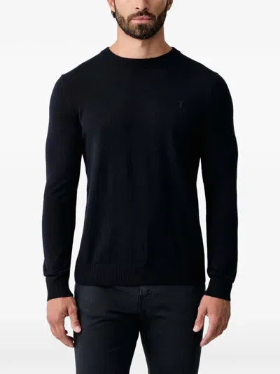 Trussardi Logo-embroidered Crew-neck Sweater In Black
