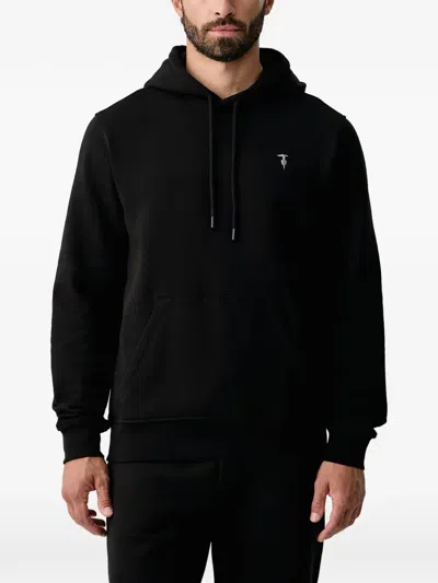 Trussardi Logo-embroidered Drawstring Hoodie In Black