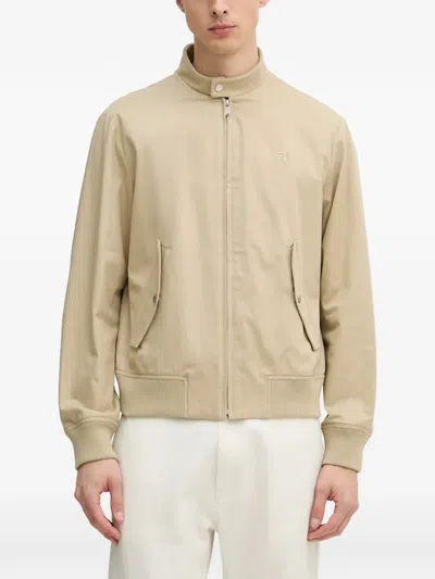 Trussardi Logo-embroidered High-neck Jacket In Neutral