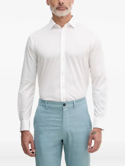 Trussardi Logo-embroidered Long-sleeve Shirt In White