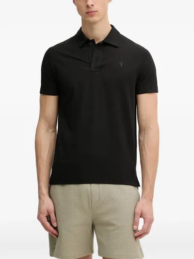Trussardi Logo-embroidered Piqué Polo Shirt In Black