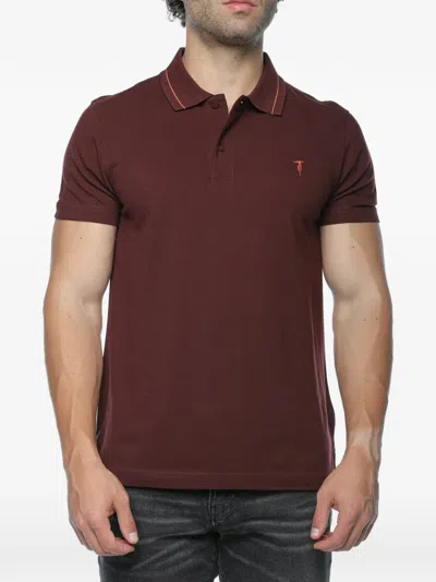 Trussardi Logo-embroidered Piqué Polo Shirt In Brown