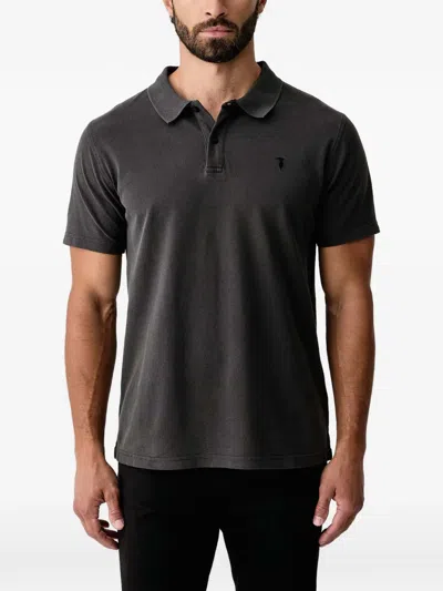 Trussardi Logo-embroidered Piqué Polo Shirt In Gray