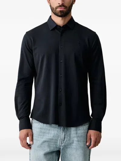 Trussardi Logo-embroidered Piqué Shirt In Blue