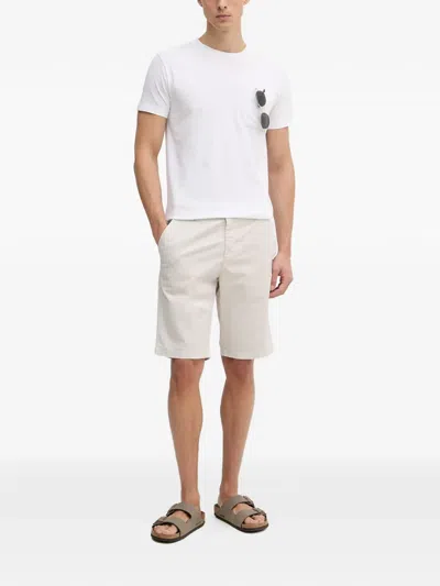 Trussardi Logo-embroidered Pocket T-shirt In White