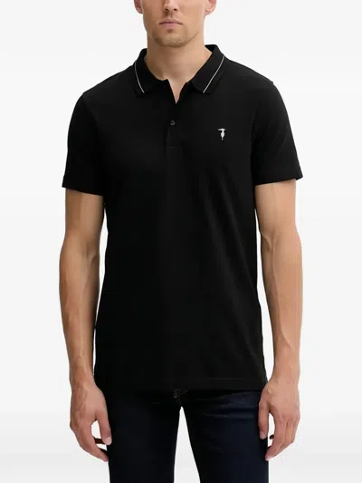 Trussardi Logo-embroidered Polo Shirt In Black