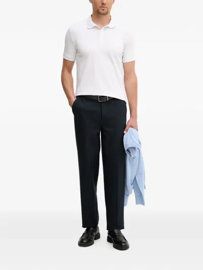 Trussardi Logo-embroidered Polo Shirt In White