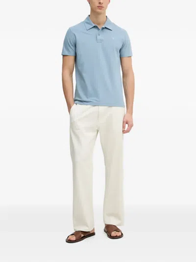 Trussardi Logo-embroidered Short-sleeve Polo Shirt In Blue