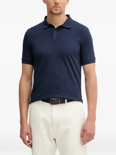 Trussardi Logo-embroidered Short-sleeve Polo Shirt In Blue