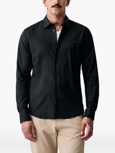 Trussardi Logo-embroidered Slim-fit Shirt In Black