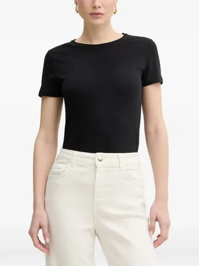 Trussardi Logo-embroidered T-shirt In Black
