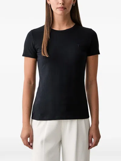 Trussardi Logo-embroidered T-shirt In Black